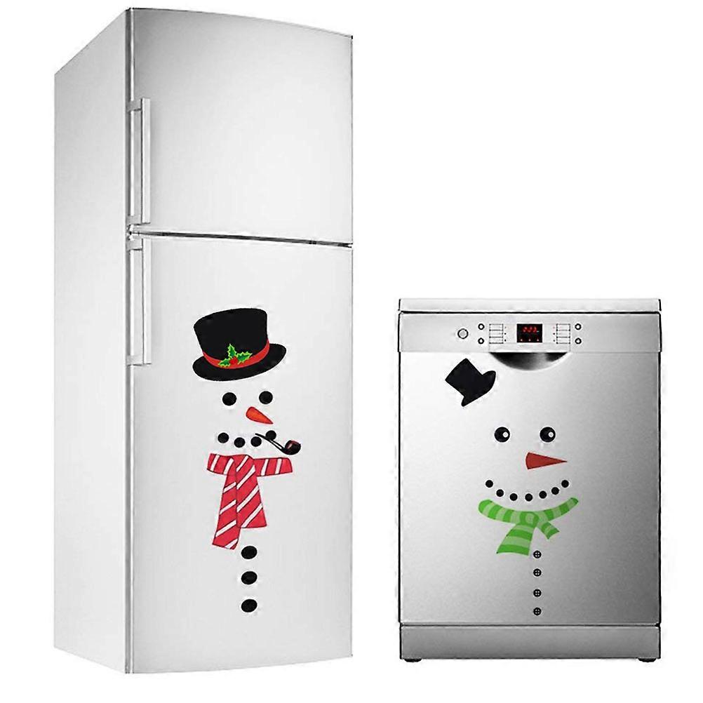 אביזרי מקרר יצירתי איש שלג מקרר מדבקת חגים עונת עיצוב הבית 50 * 40 ס"מ דקורטיבי 1 סט