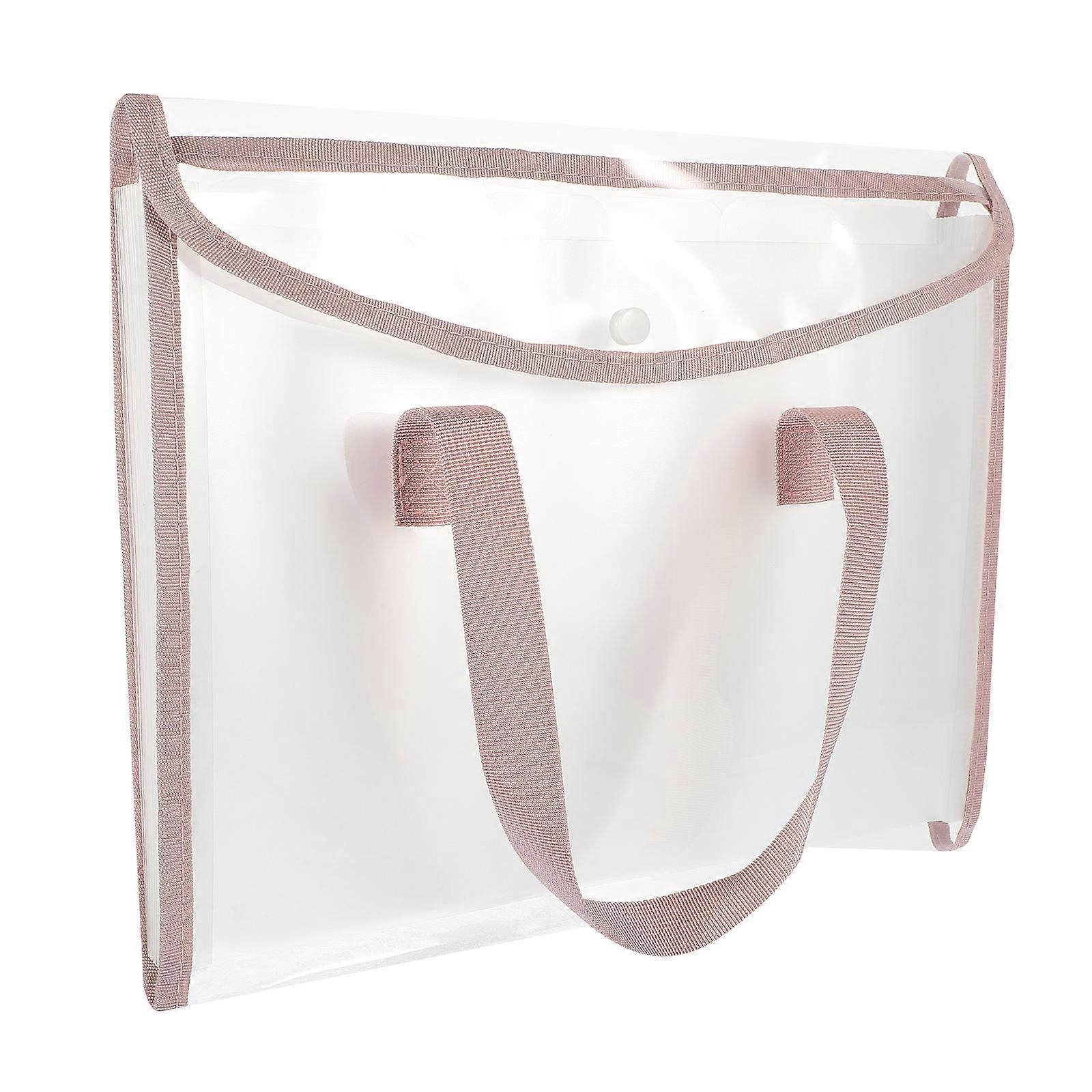 Pink Portable File Organizer Bag for Storage Made of PP Material 7 Slots