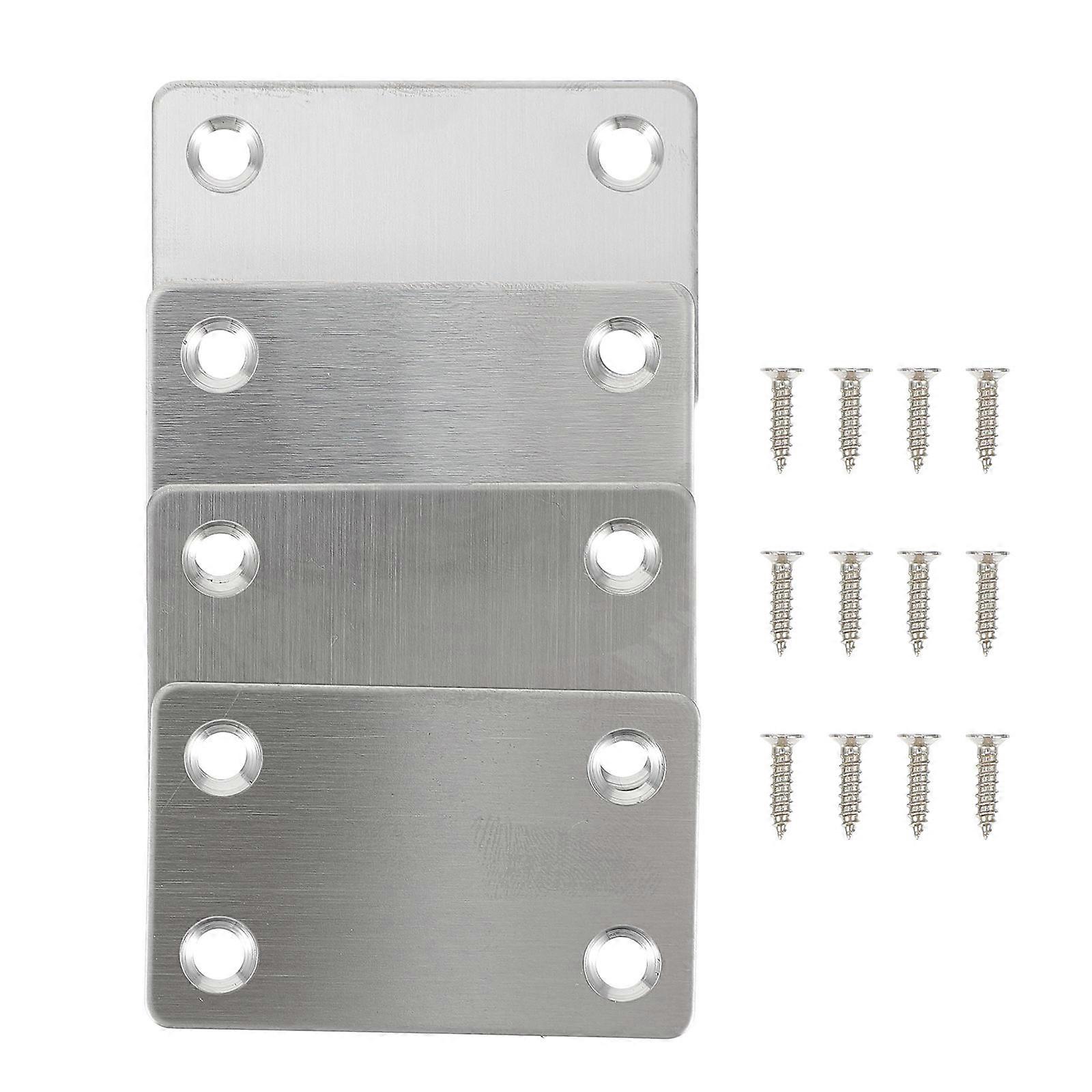 Silver Straight Furniture Fasteners For DIY Projects 12Set Stainless Steel Corner Braces Rectangular Shape