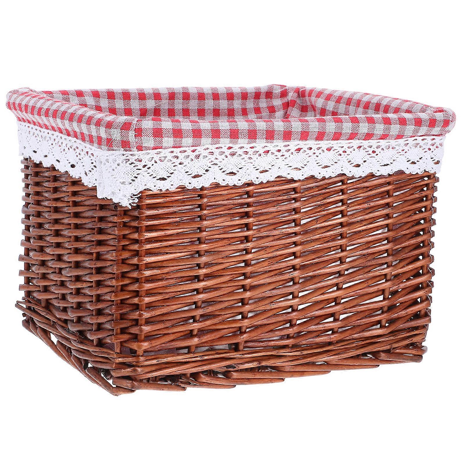 Woven Storage Basket for Home Organization Made of Willow Multifunctional Cube Baskets 6.5 x 9 x 11