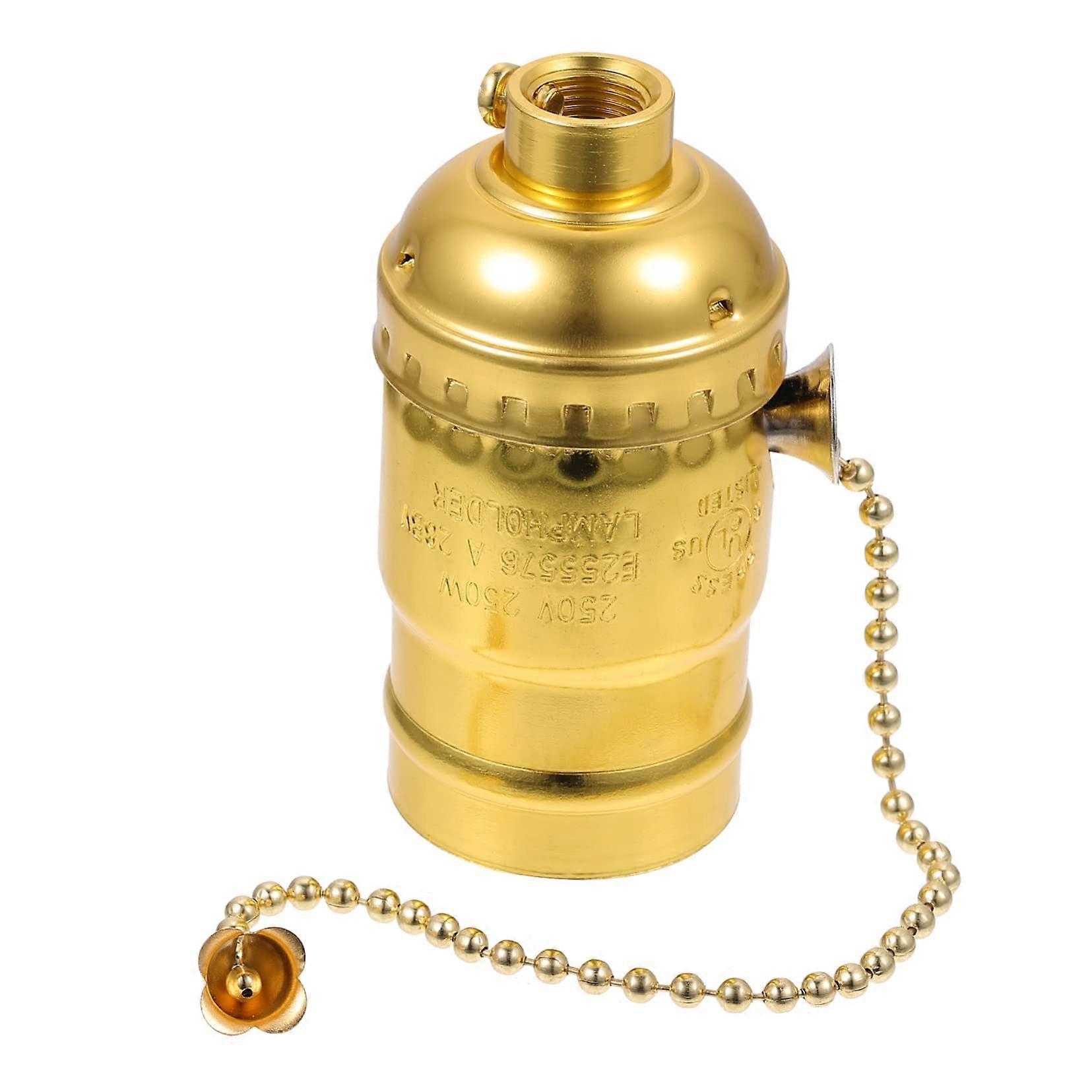 Retro Lampenfassung Aluminium Vintage Bulb Holder With Zipper Closure Hanging Lamp Mount For DIY Projects Gold Finish