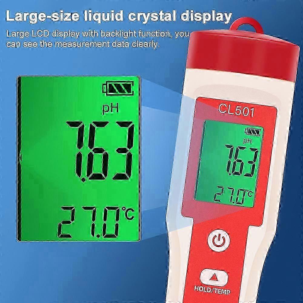 Multifunctional Water Tester for PH ORP Chlorine H2 and Temperature in Aquariums Pools Drinking Water