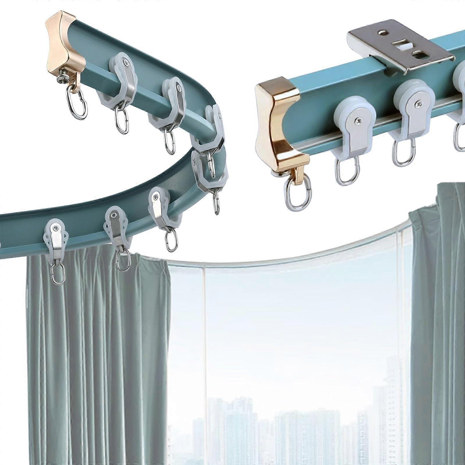 Curtain Slide Rail 240 cm Ceiling Wall Mount Sliding Curtain Track System with Roller White 8 ft Heavy Duty