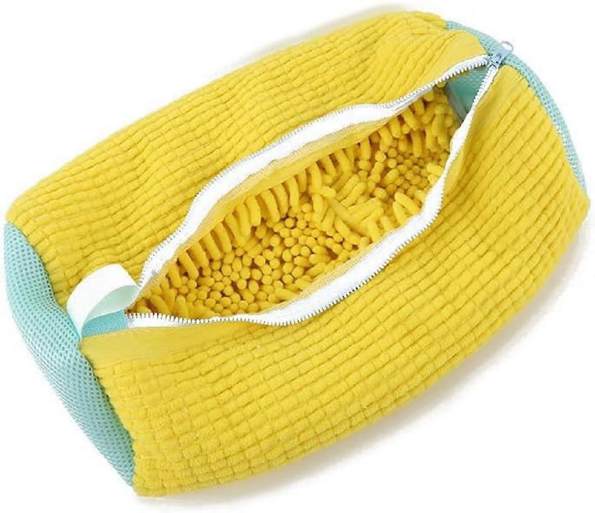 Barefoot Bag Large Shoe Wash Bag With Zip For Trainers, Laundry Net, Washing Machine Compatible, Yellow