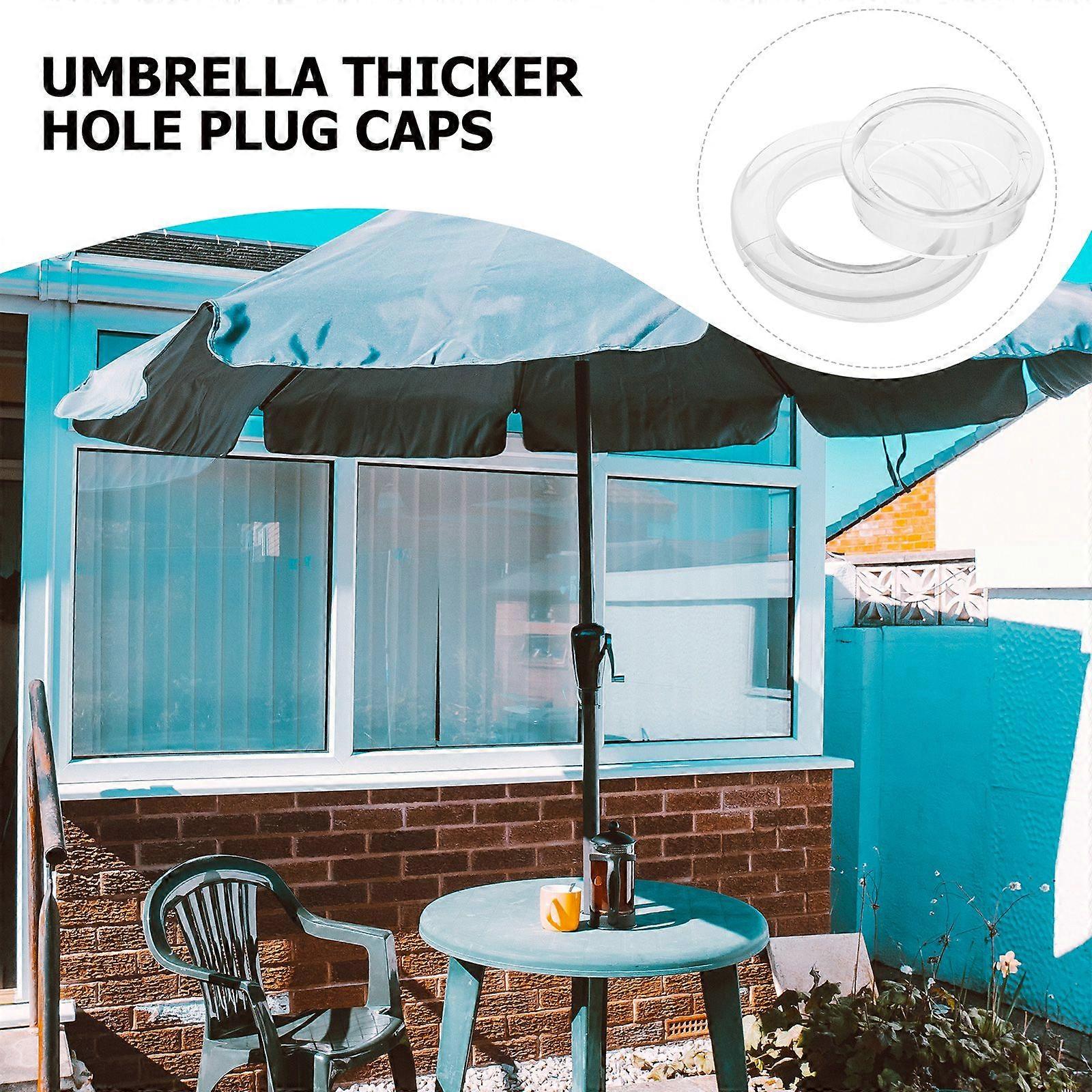 4 Sets Patio Table Umbrella Hole Ring Transparent Table Umbrella Ring with Caps