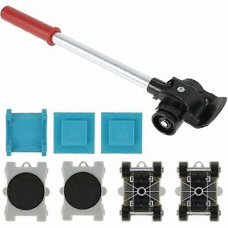 Heavy Furniture Moving Kit, 8-Piece Caster Set with Lift Rod and 4 Rollers, Supports Up to 20kg for Easy Relocation