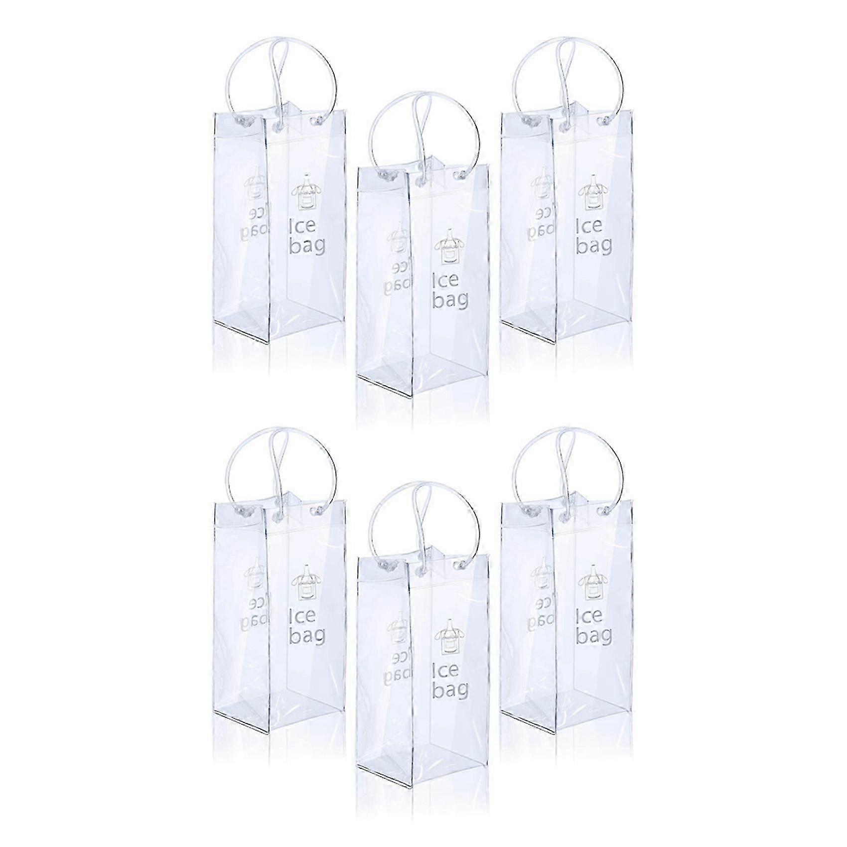 6 Piece Portable Ice Wine Bag with Handle for Champagne and Cold PVC Wine Pouch Bags