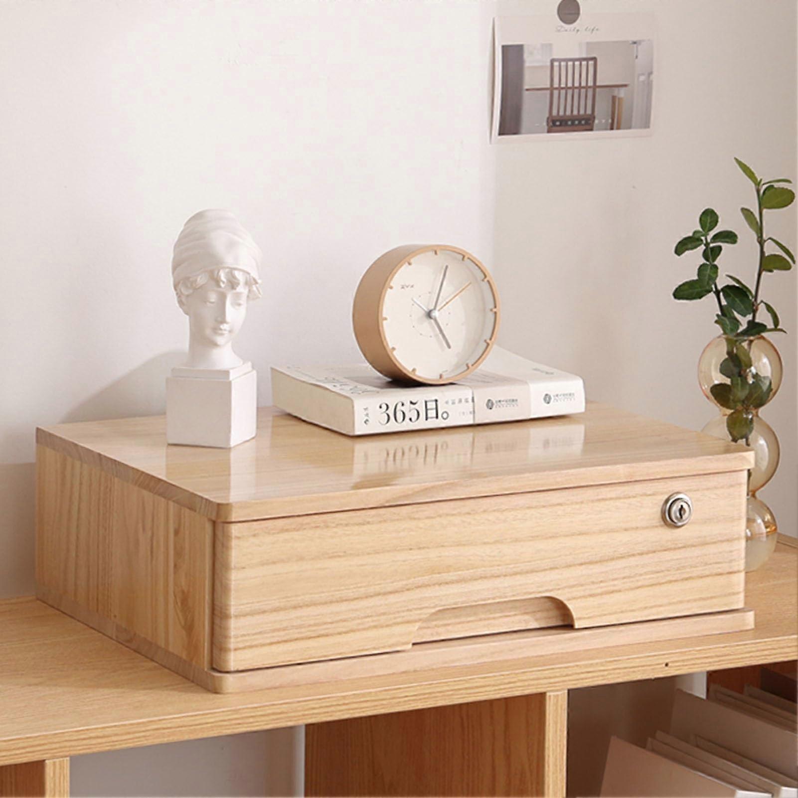 Wooden Desktop Storage Box with Lockable Drawers A4 File Organizer (Color: B 1 Drawer) Ref: 7971