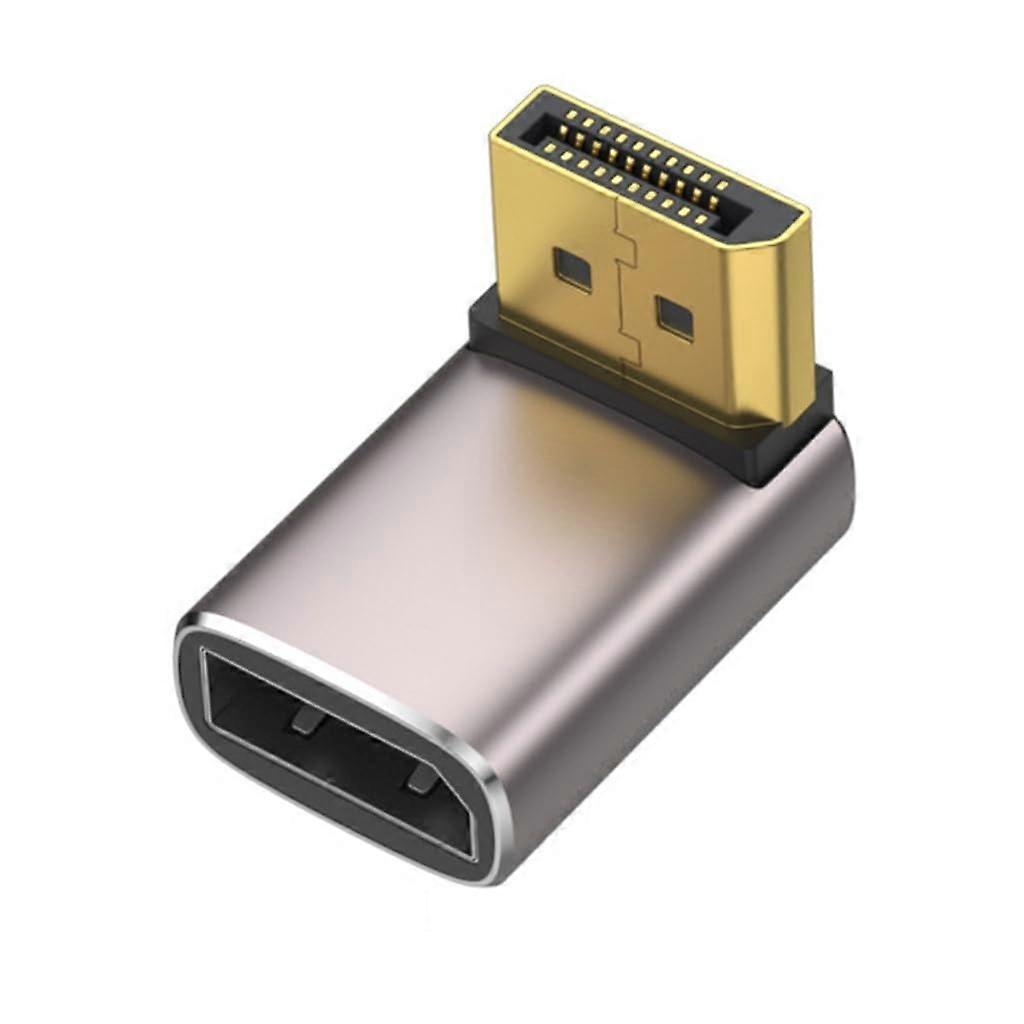 8K DisplayPort 1.4 Adapter 90 Degree Right Angled Male to Female Vertical Connectors Converter L Shape Extender Middle bend downward