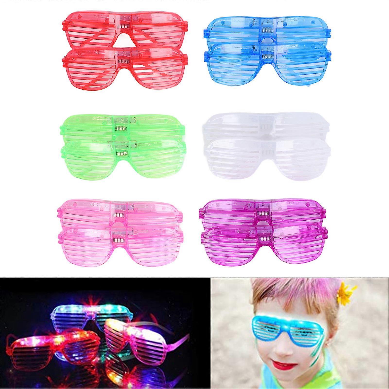 12PCS LED Light Glasses Portable Glow Dark Shutter Shades