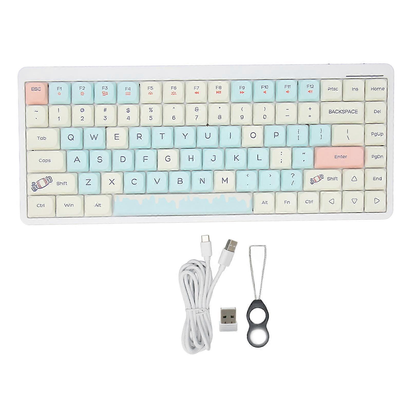 84 Key Mechanical Keyboard Wireless Bluetooth 5.0 Type C Wired Red Switch Ultra Thin