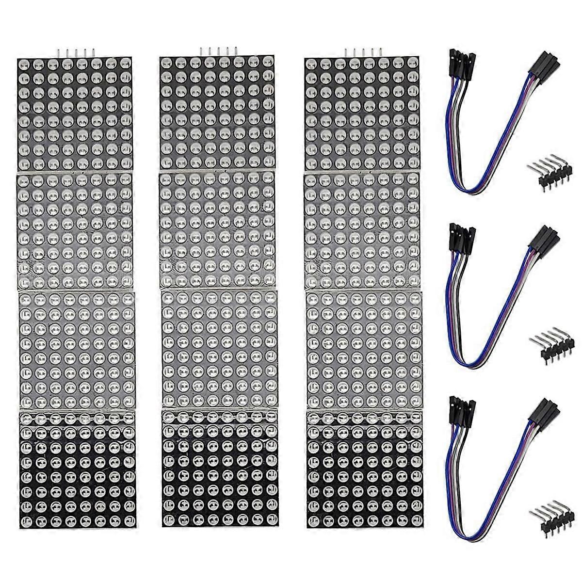 32X8 Dot LED Display Module 4 in 1 Common Cathode MCU Control with 5Pin Wire for (Multicolor)