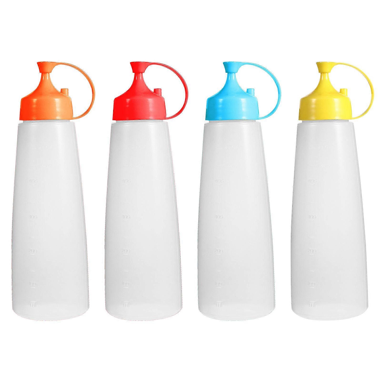 Food Squeeze Bottle Salad Dressing Containers Kitchen Use Pe Leak-Proof Assorted Color 4Pcs