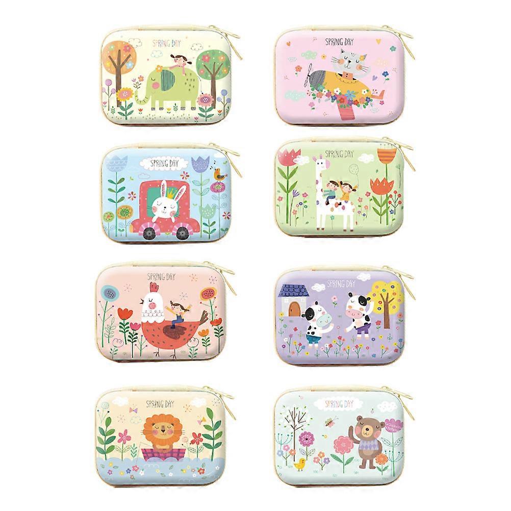 Tinplate Toy Box Coin Purse for Storage 8Pcs Cartoon Storage Cases