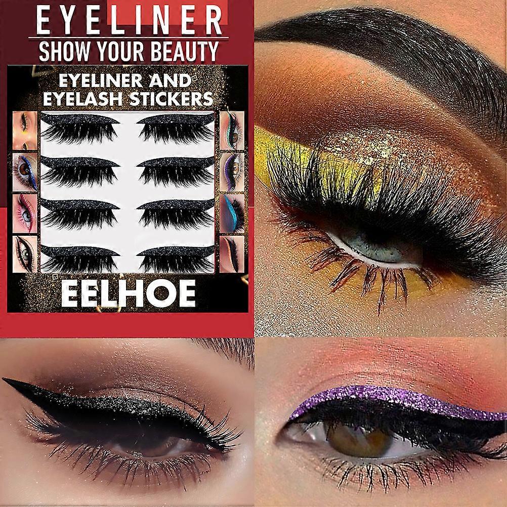 4 Pairs 2-in-1 Reusable Glitter Eyeliner & Lash Stickers