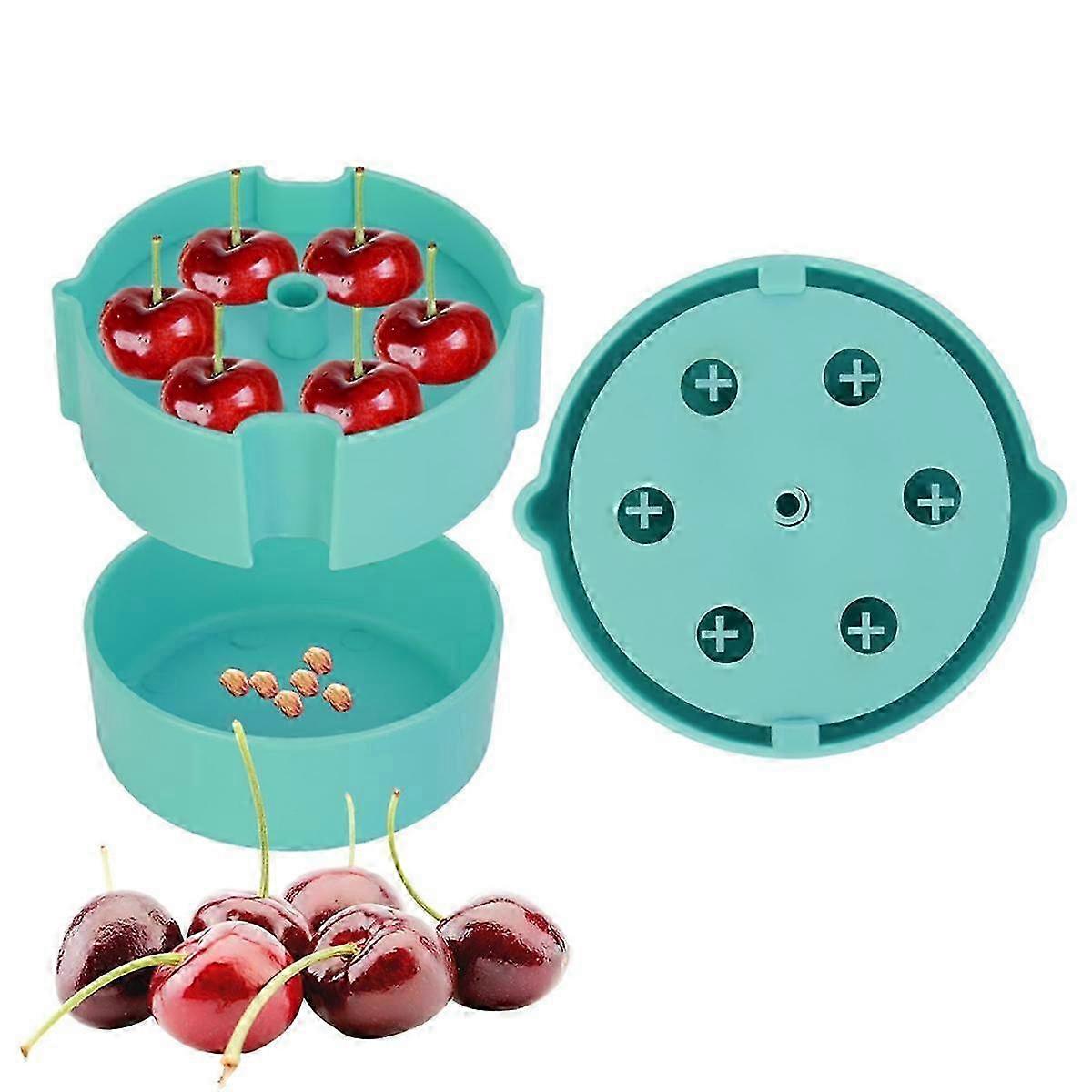 Portable Cherry Pitter Corer Tool - Pits 6 Cherries Simultaneously, Dishwasher Safe