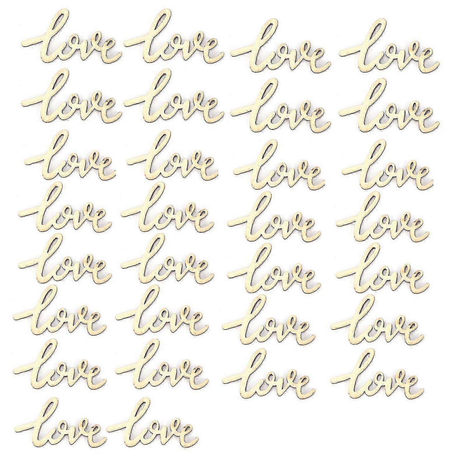 2025 Latest Model 30pcs Love Script DIY Mini Wood Letter Chips for Home Wall