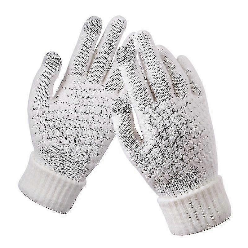 Kvinners vinter berøringsskjerm hansker Varm fleece foret strikkede hansker Elastisk mansjett Vinter Texting Hansker A