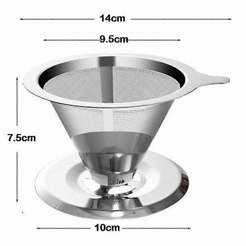 Double Layer Stainless Steel Coffee Dripper with Reusable Mesh Filter for Pour Over Brewing