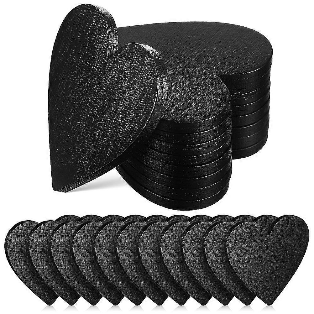 Wooden Hearts for Crafting Black Heart for DIY 200Pcs