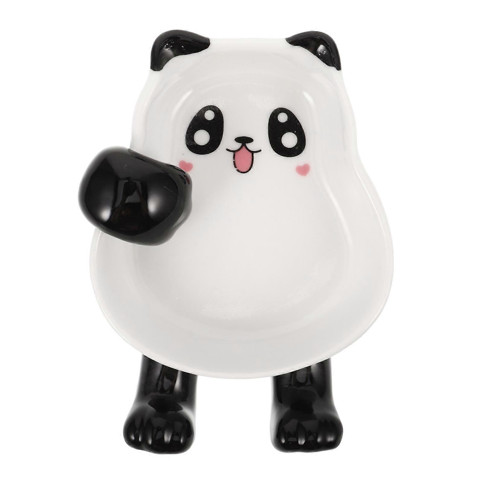 Ceramic Dual Use Chopstick Rest Cartoon Panda Dipping Sauce Plate