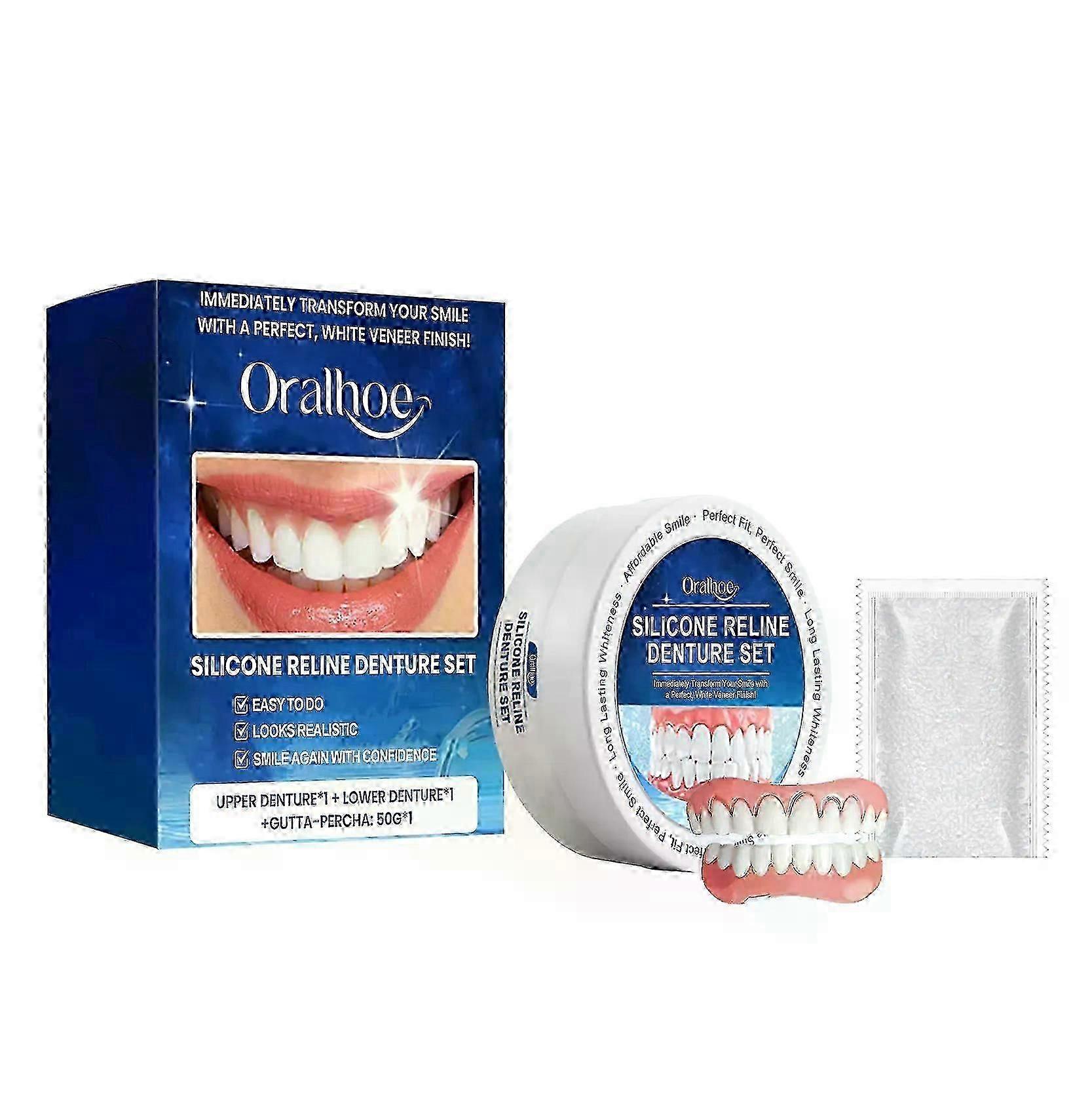 Silicone Reline Denture Set, Denture Silicone Reline Kit for Dentures, Soft Denture Reline Kit for Men and Women, Unisex Denture Reline Kit is Suitabl