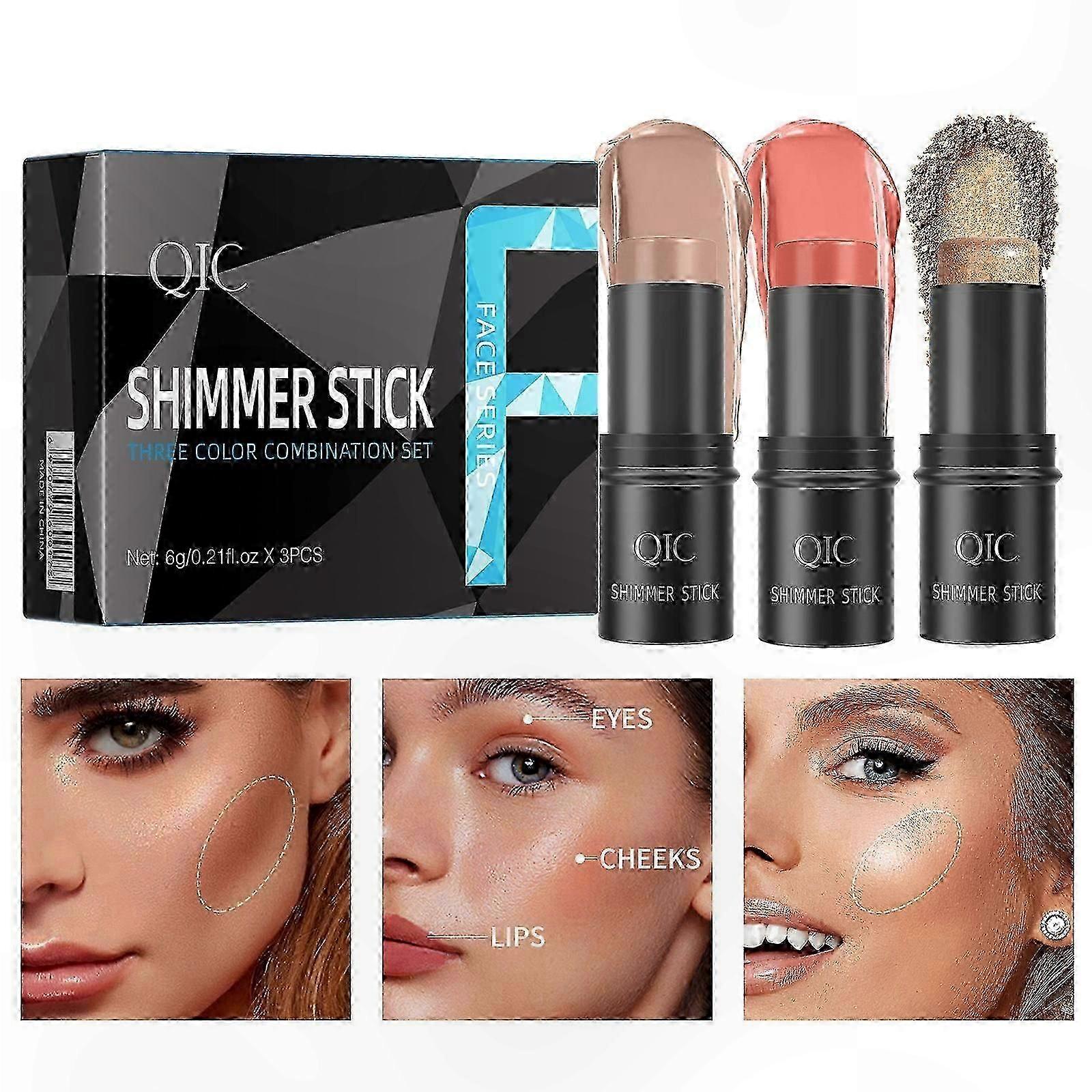 3-Piece Face Makeup Set - Highlighter, Blush & Bronzer for Natural Contouring