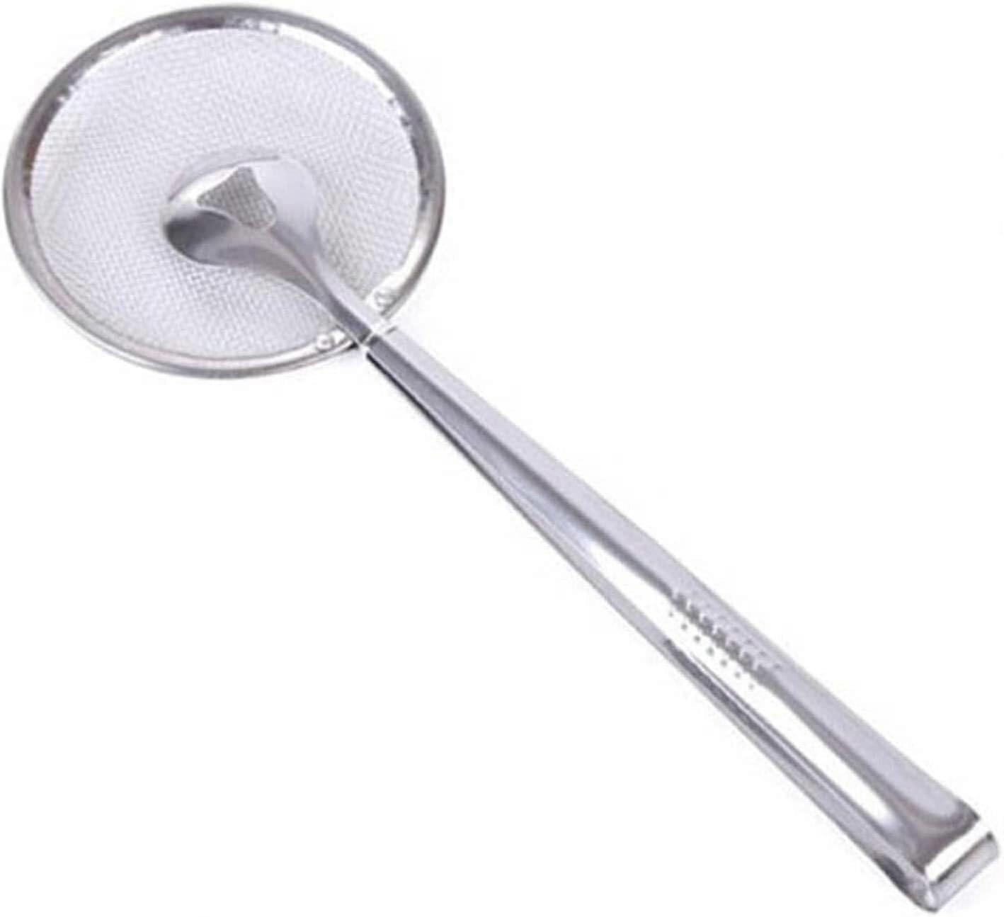 Spaghetti Spoon Colander Filter Spoon With Clip Oil Frying BBQ Filter Clamp Strainer Silver