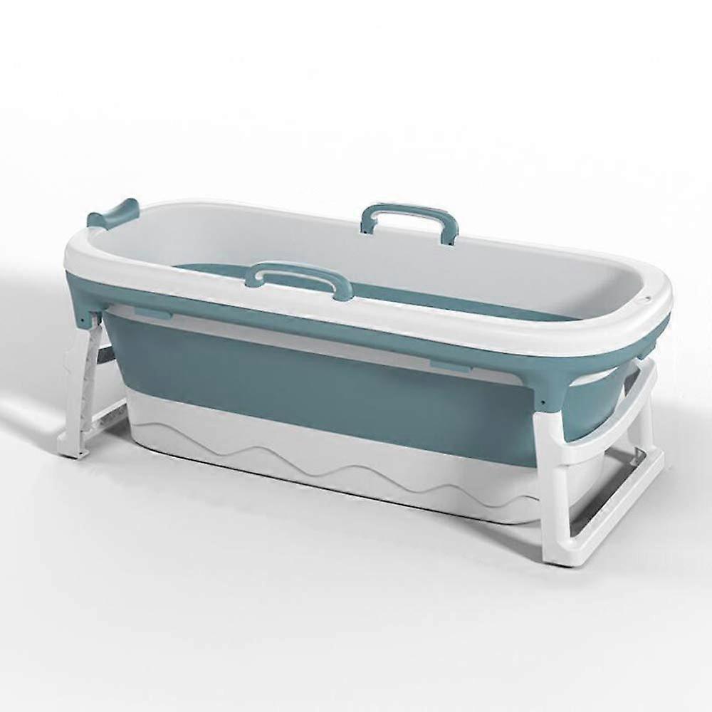 Portable Folding Plastic Adult Bathtub Blue 115 x 62 x 52 cm For Home Sauna Foldable Bath