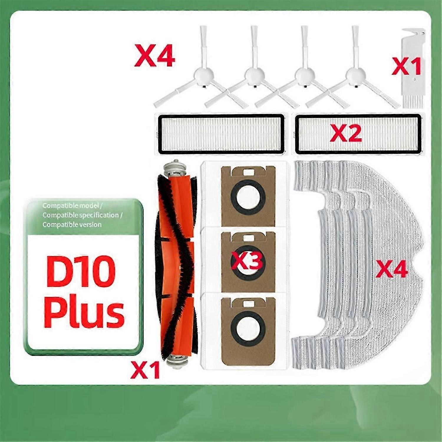 For Robot D10 Plus RLS3D Z10 Pro Robot Vacuum Cleaner Hepa Filter Mop Main Side Brush Dust Bag Parts