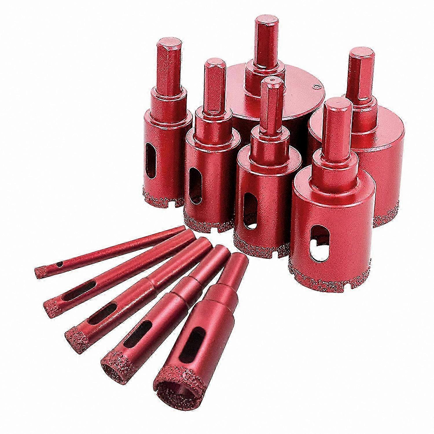 Diamond Coated Drill Bits Set for Glass, Tile, Granite, and Marble - 11 Sizes (6mm-50mm) Hole Saw Cutting Tools