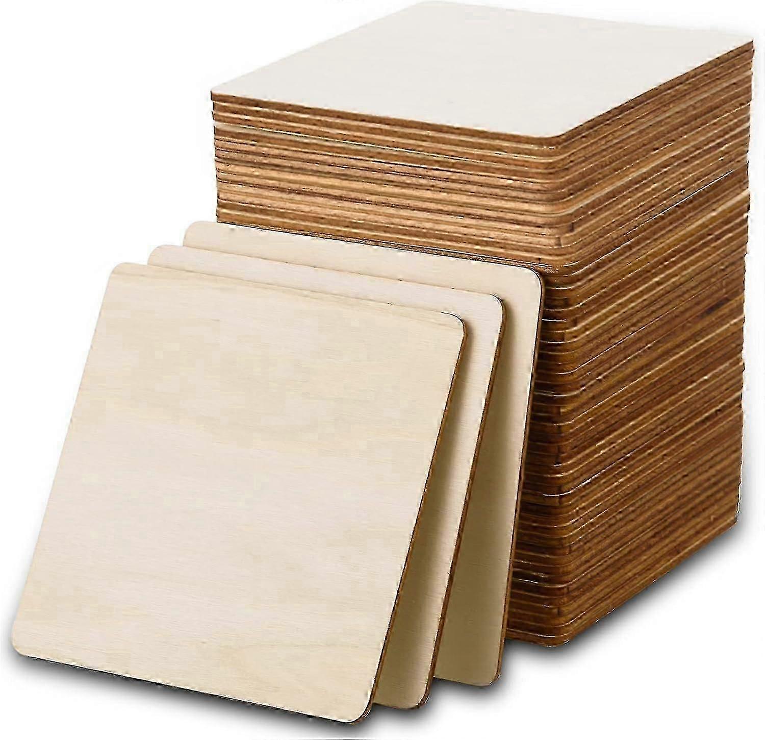 Unfinished Wood Squares, 80 Pcs, Ideal for DIY Crafts and Holiday Decor