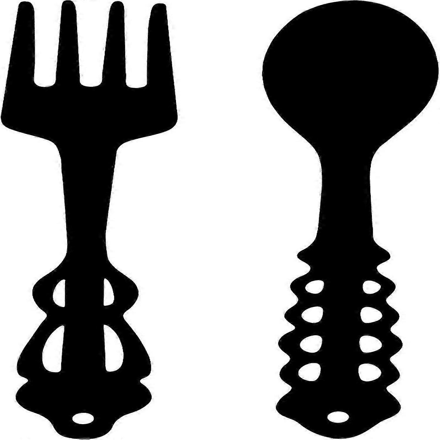 2 قطعة شوكة معدنية ملعقة ديكور حائط كبير أسود معدن مطبخ كبير ريفي ديكور ملعقة على شكل شوكة علامة الحائط
