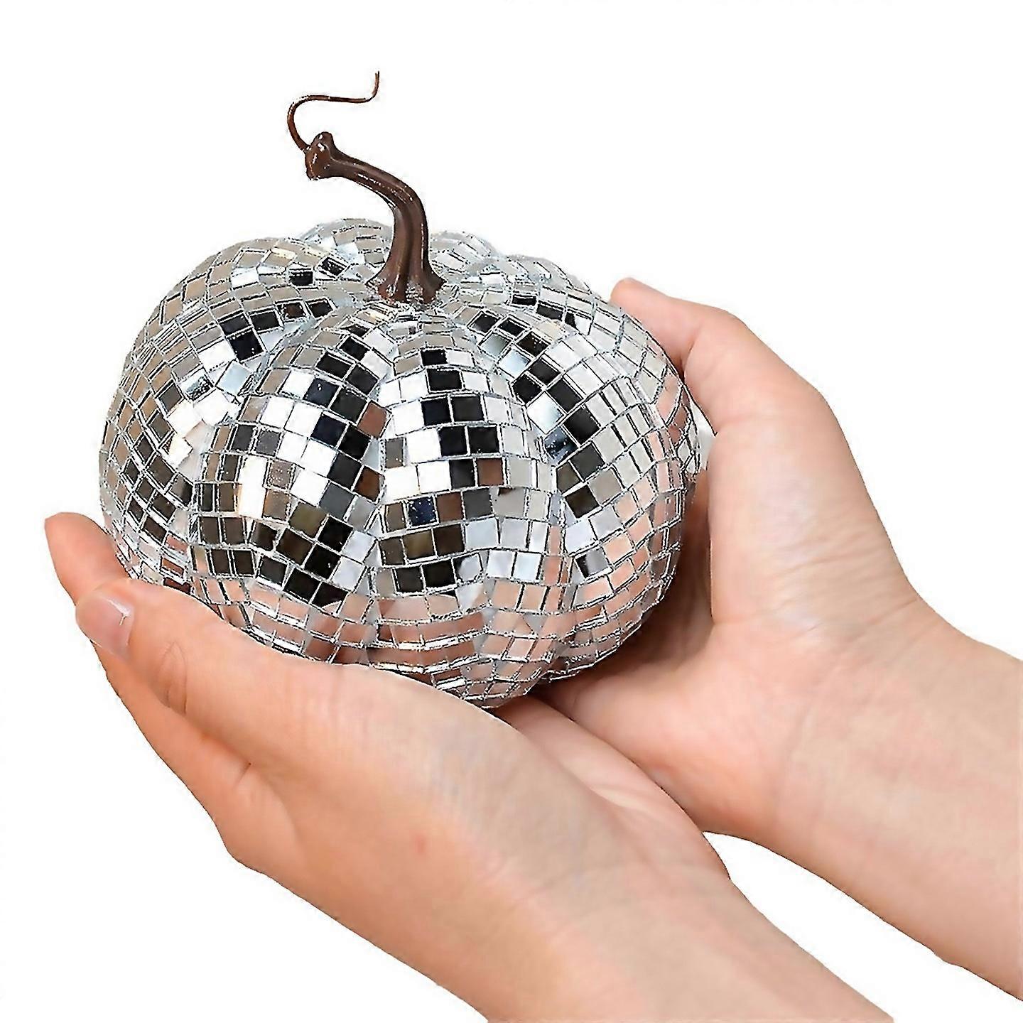 For Mirror Disco Ball Pumpkin Shape Disco Ball12cm Silver