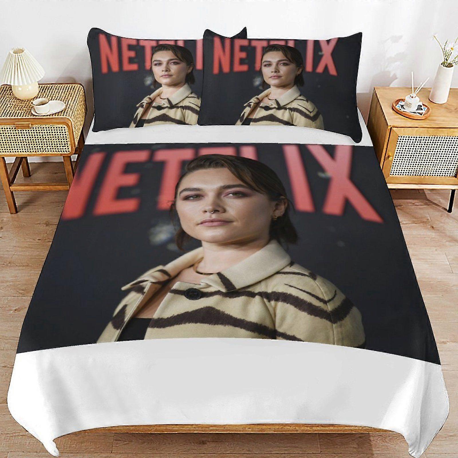 t13 Florence Pugh Home Friendly Soft Touch Long Lasting Thread Design Zipper Duvet Cover Sets Use Pattern h13