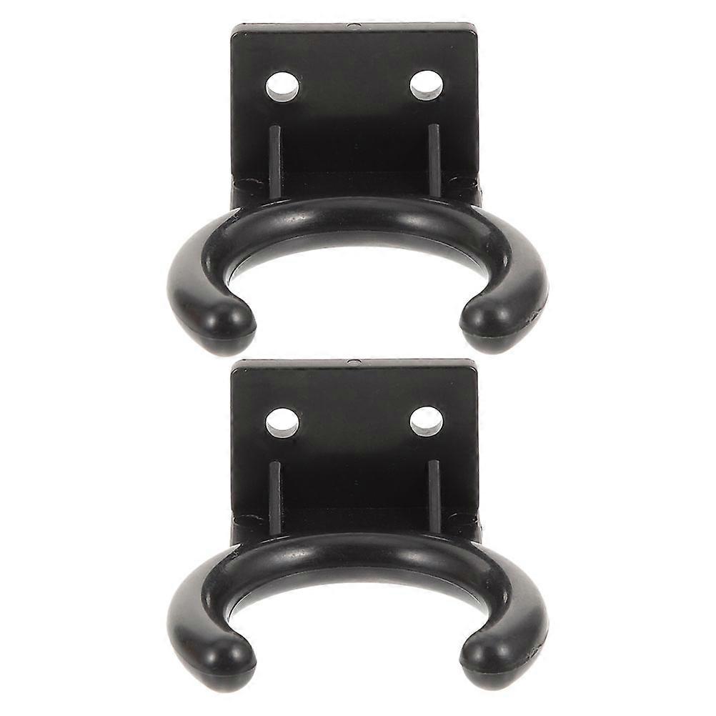 Black Plastic Microphone Hook Holder for Storage Use Wall Mount 2Pcs