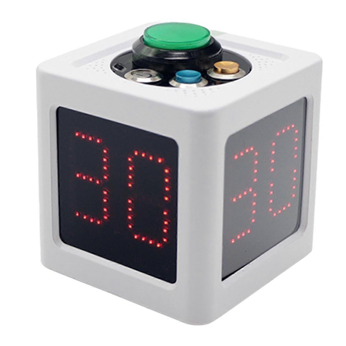 Cube Timer 1.4in 4 Sided Digital Shot Countdown Stopwatch for Chess and Card Competition Countdown Timer White