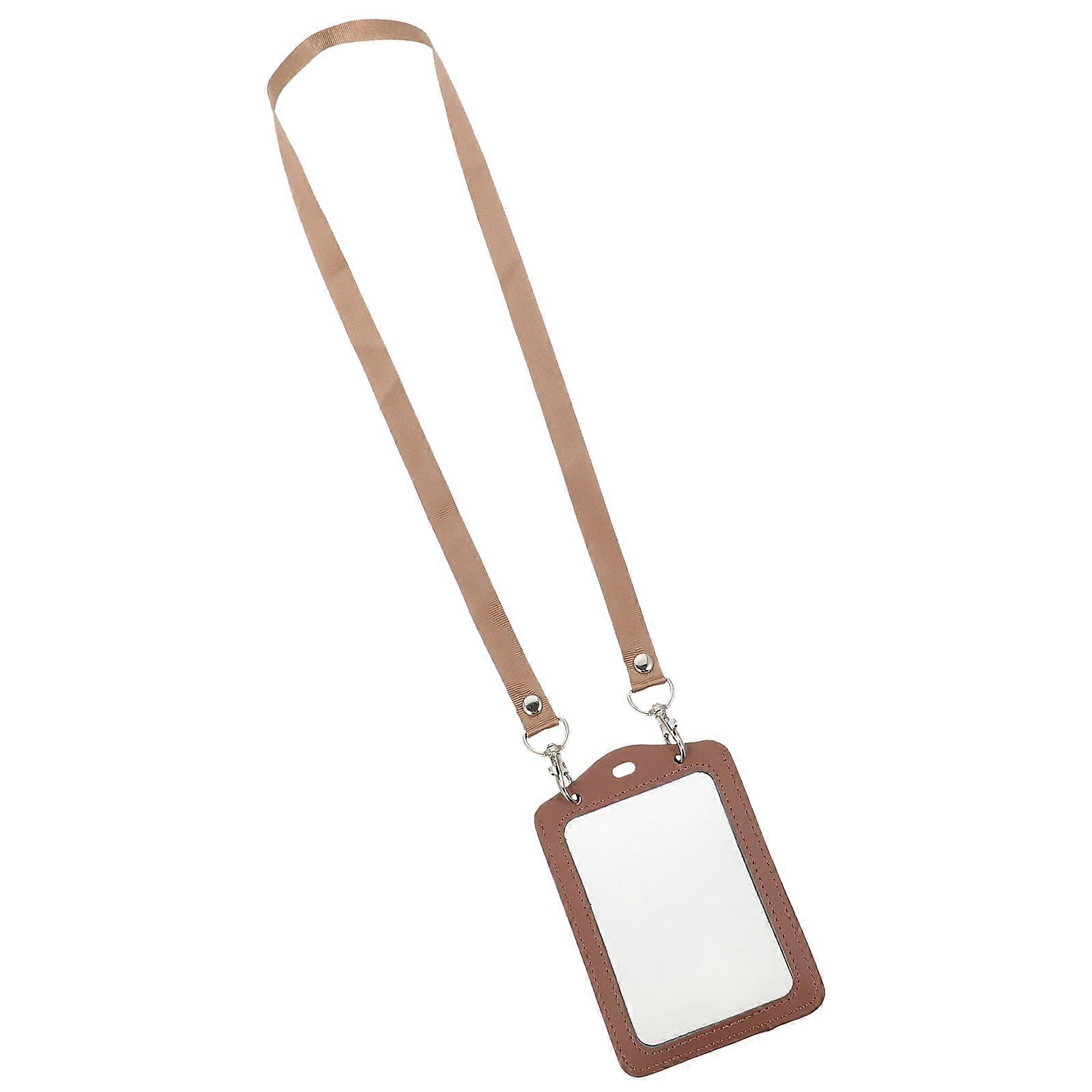 Cards Protective Cover Brown PU for Protective Use 2Pcs Work Cards Holder