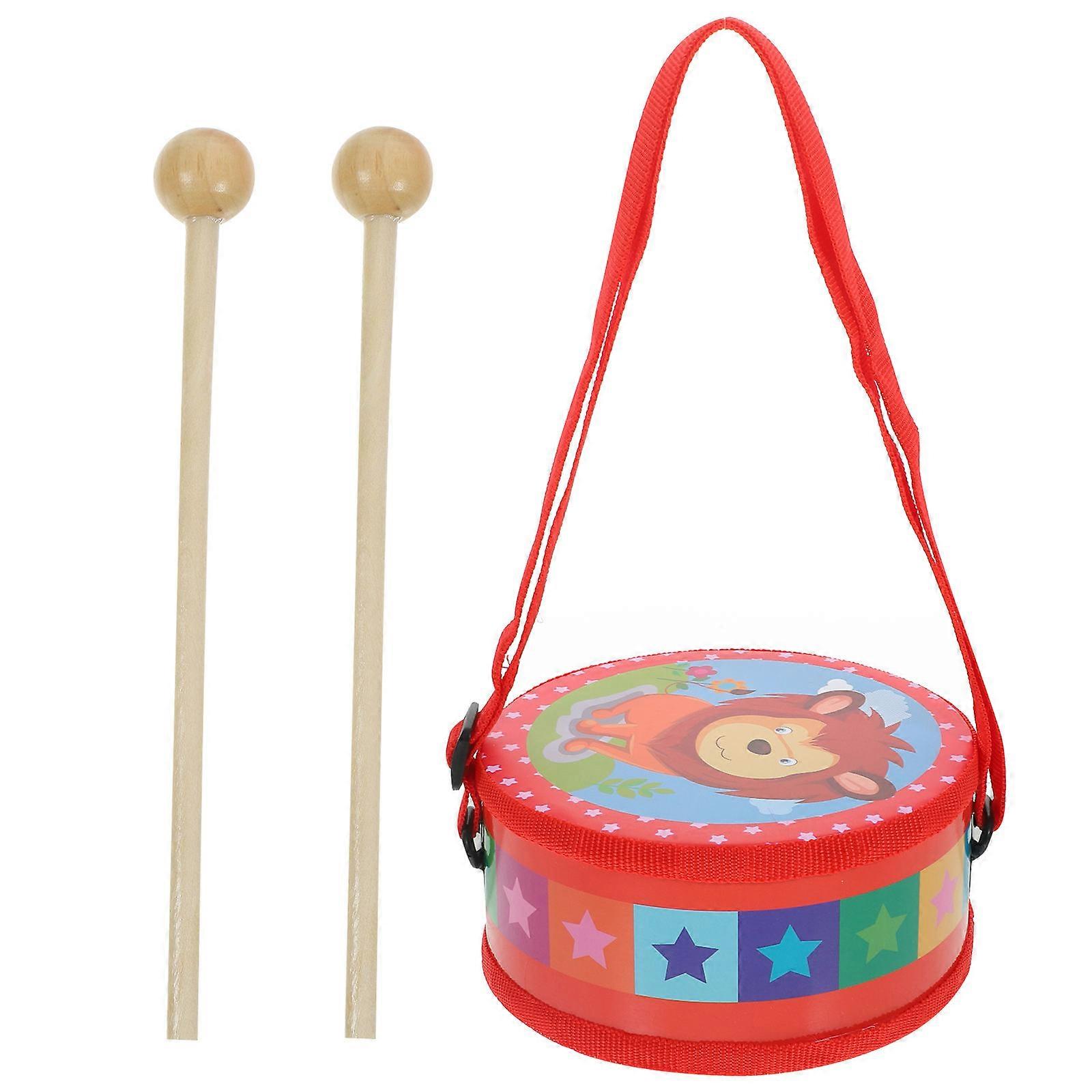 Red Hand Drum Set for Kids Musical Percussion 5Sets Wood Material