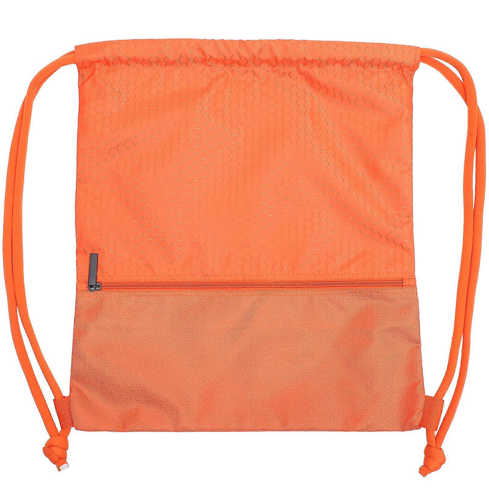 Drawstring Backpack 2Pcs Orange Color Ideal For Sports Yoga Daily Use Large Size Waterproof And Durable