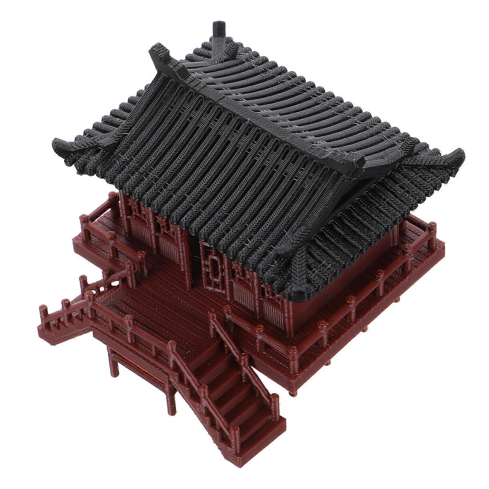 Fish Tank Building Miniature Pavilion Statue for Decoration 3Pcs Set