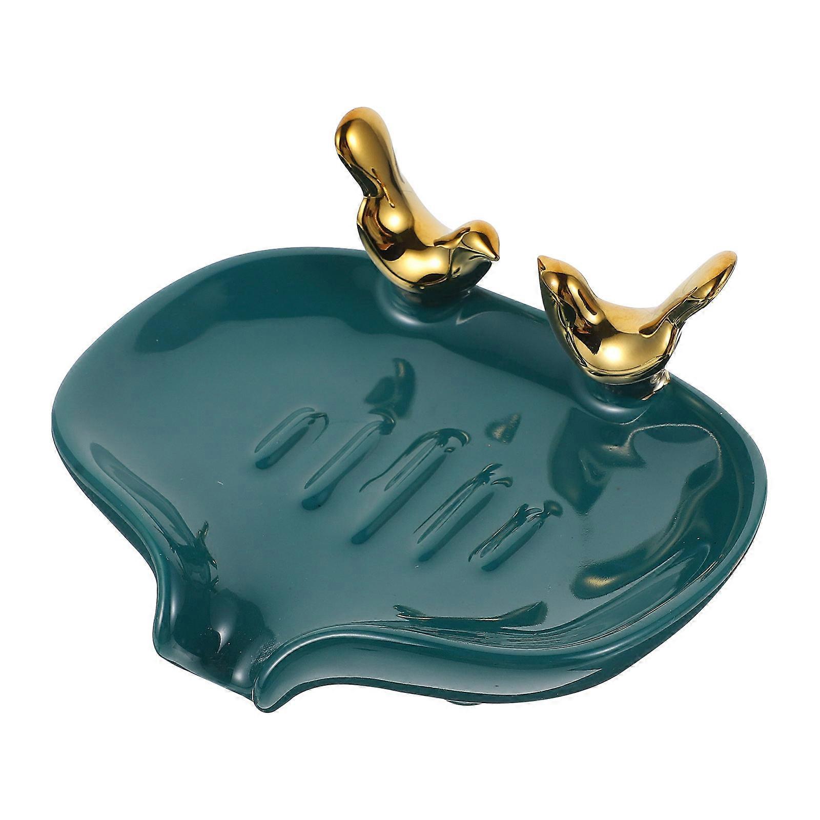 Ceramic Draining Soap Stand with 2Pcs Box for Bathroom