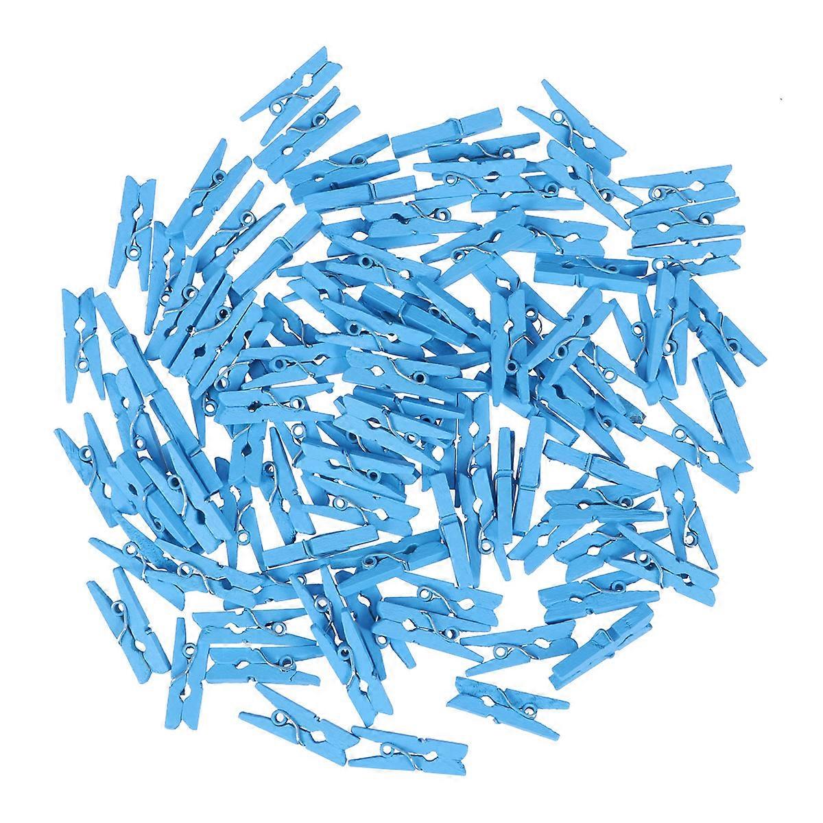 Wooden Utility Clips Photo Clips for Decoration 200Pcs Sky-Blue