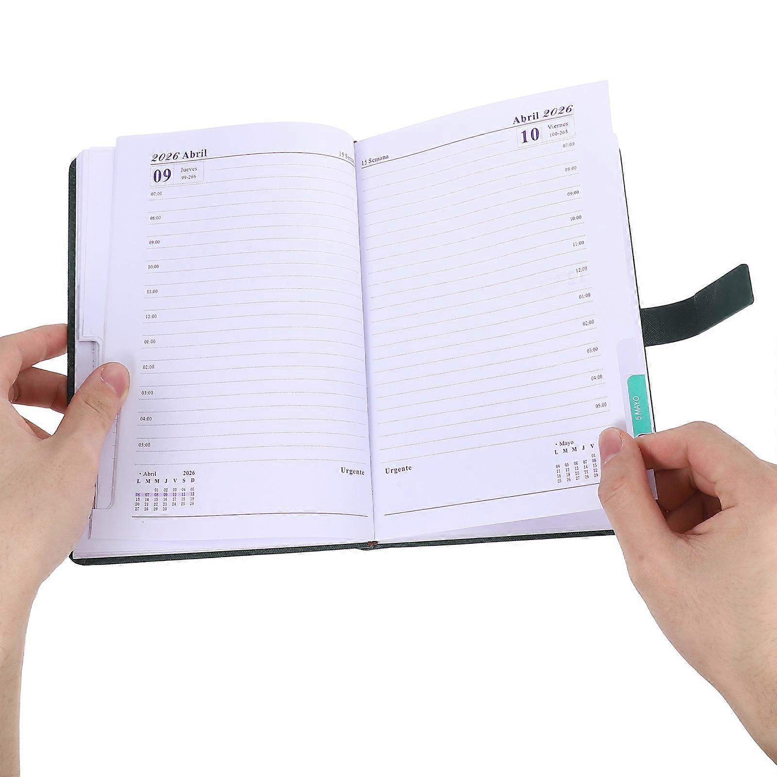 Notebook Calendar Daily Planner Notebook for Writing Use 4Pcs Olive Green PU