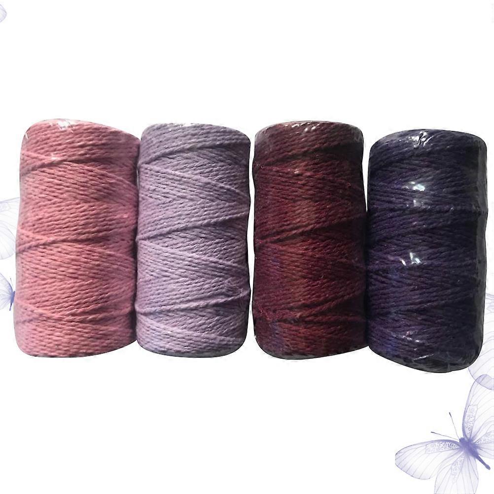 Cotton Rope for Fastening 4 Roll 2mm Thickness Bright Color Wrapping Rope