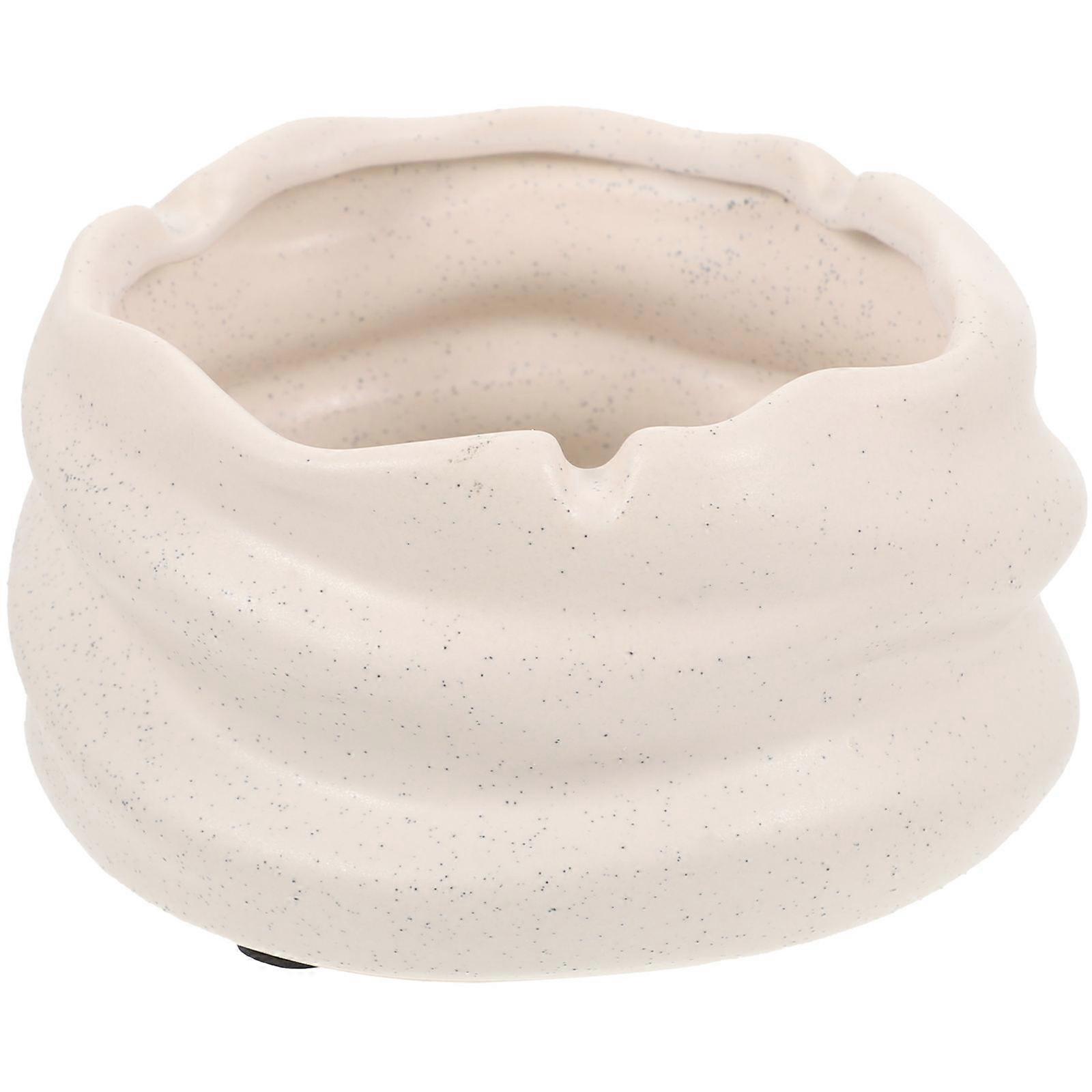 Beige Ceramic Ashtray Tabletop Ash Holder for Home Use