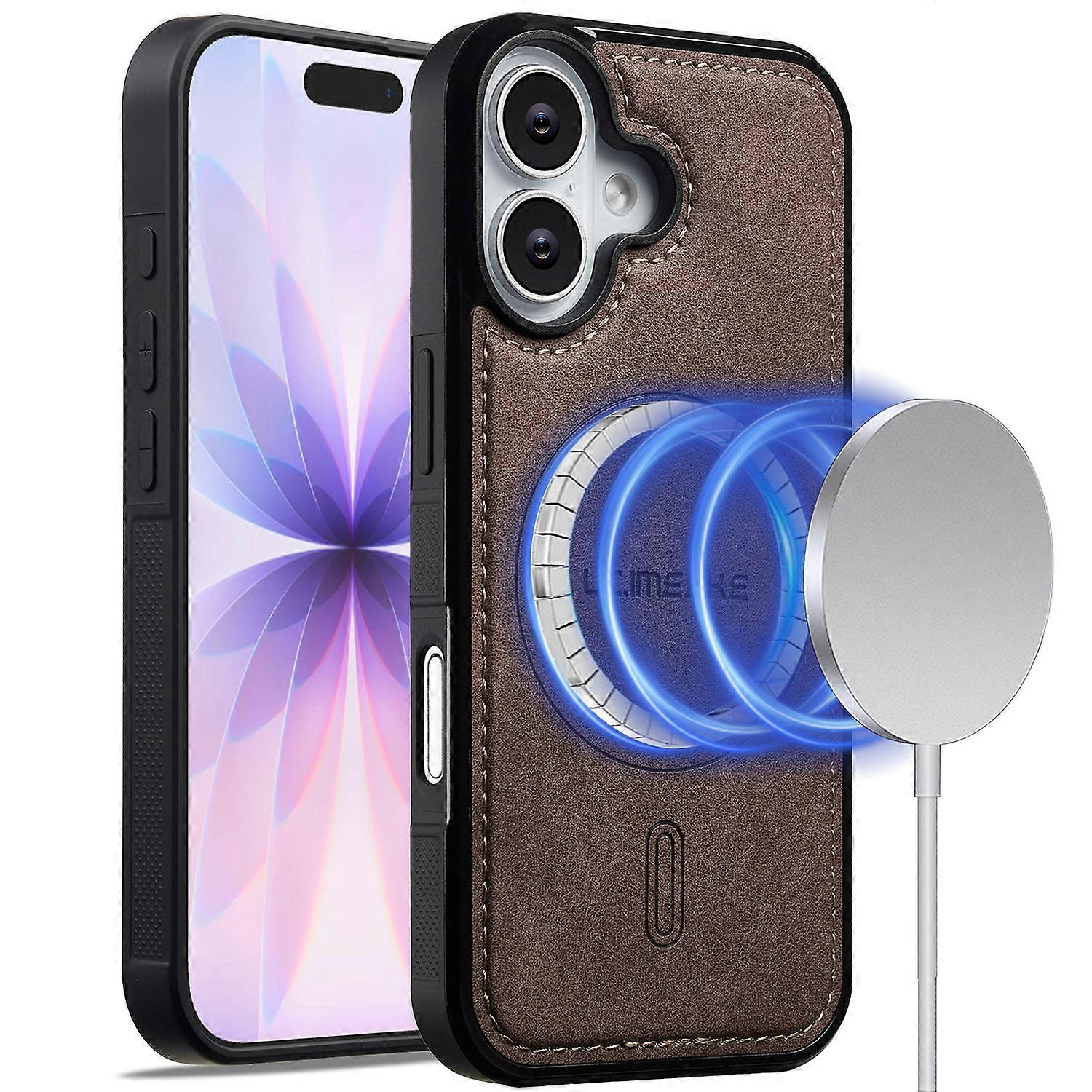 LC.IMEEKE L6 For iPhone 17 Case PU Leather Coated PC TPU Phone Cover Compatible with MagSafe