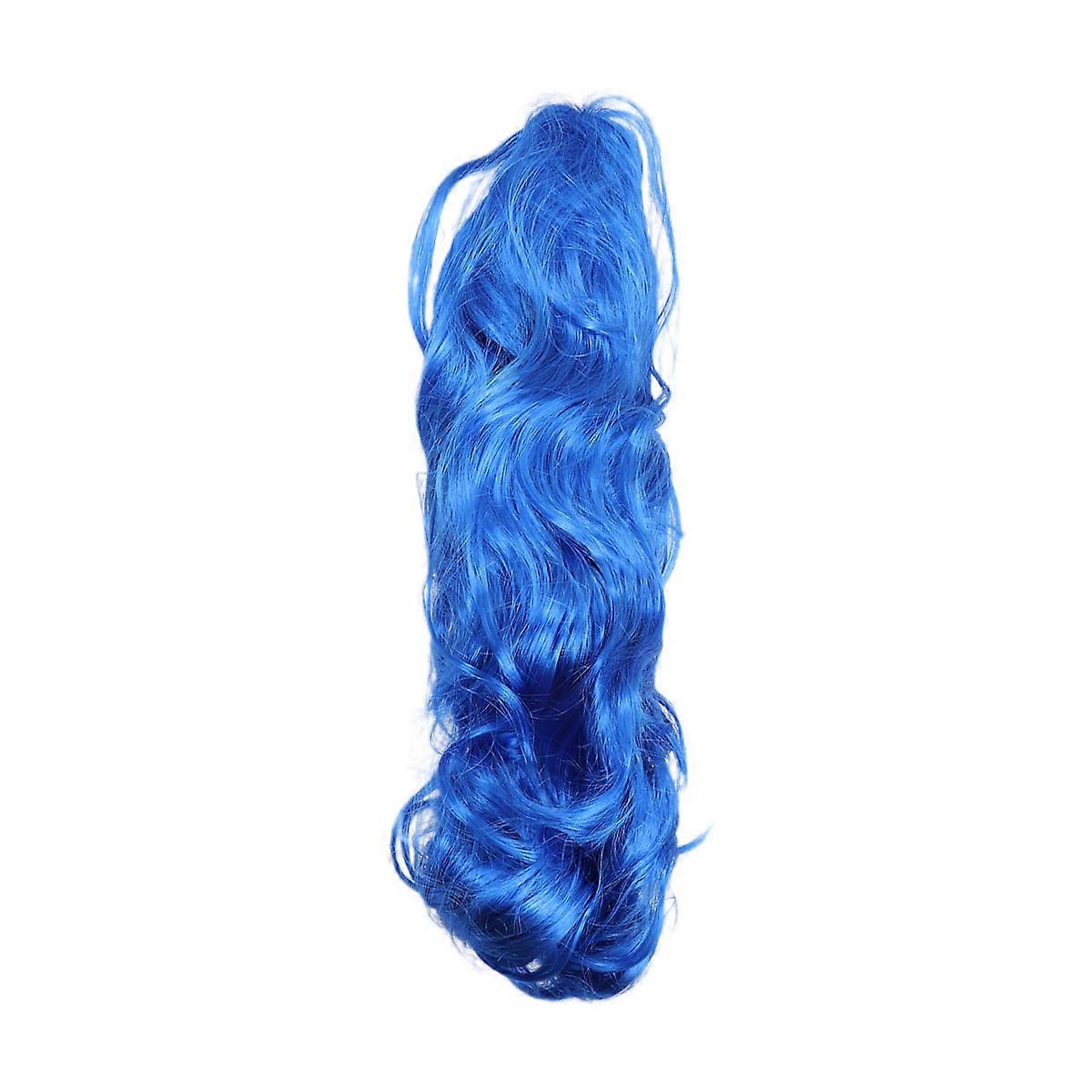 Fake Wig Woman Long Curly Wig for Halloween Use Blue