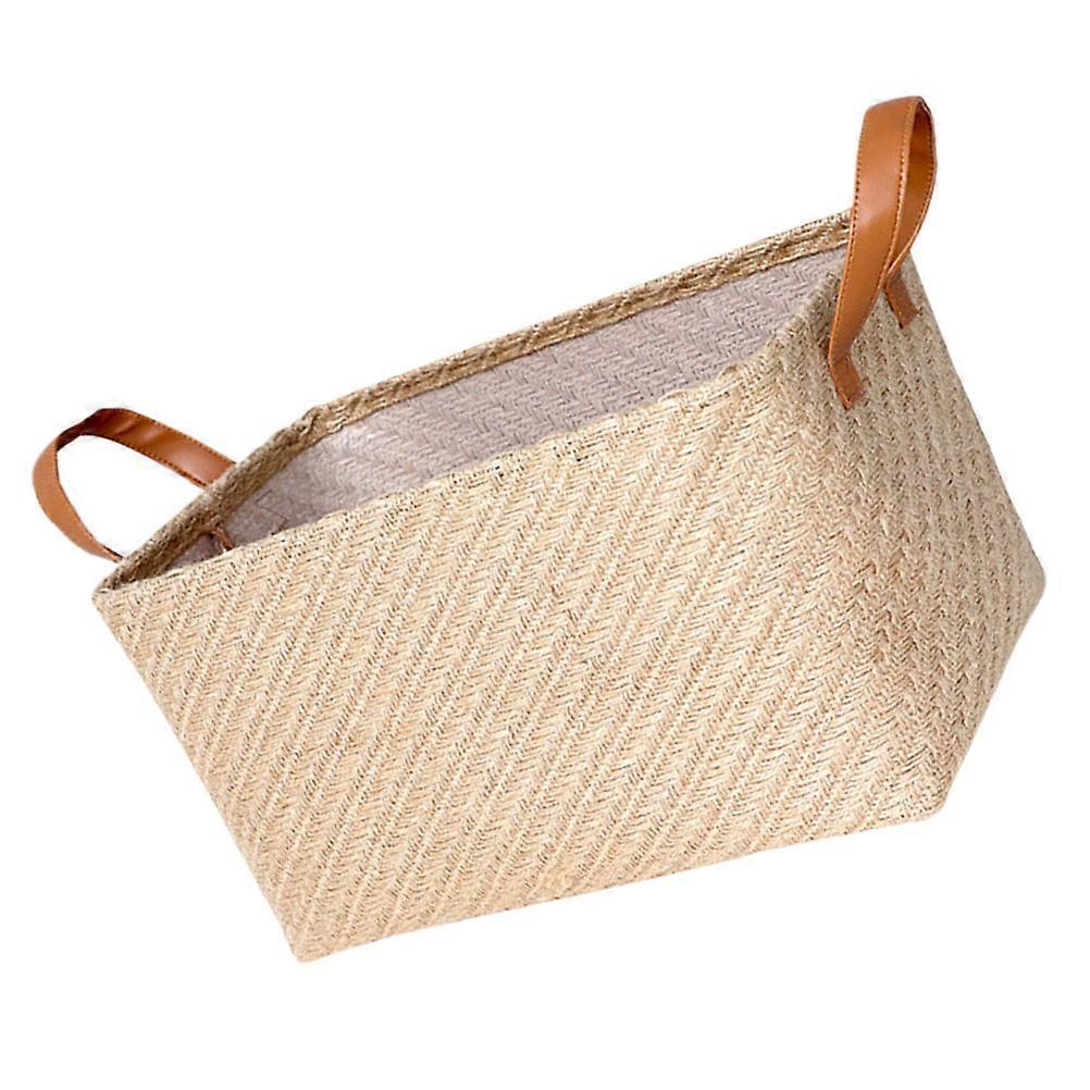 Woven Basket with Handles for Home 2Pcs Jute Cloth Storage Bin