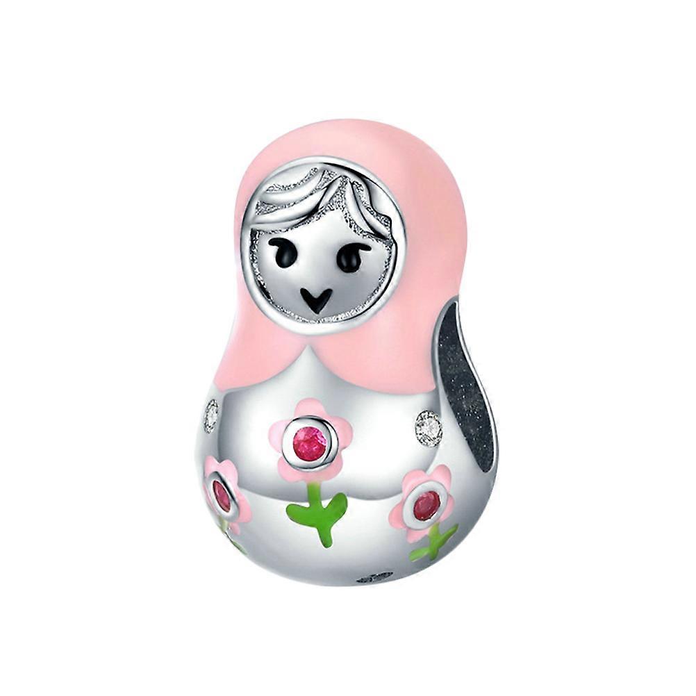 3Pcs DIY Decoration Pink Russian Doll Pendants Keychain for Lovers and Women Ideal for Cosplay Style and Decorative Accessories 1.2X0.7Cm